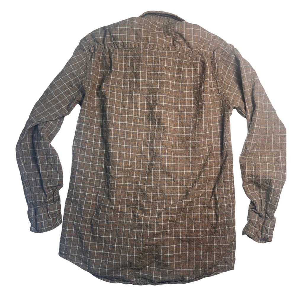 Sir Pendleton Wool Plaid Button Down Shirt Brown Tan Grid Mens Small USA made - Picture 5 of 5